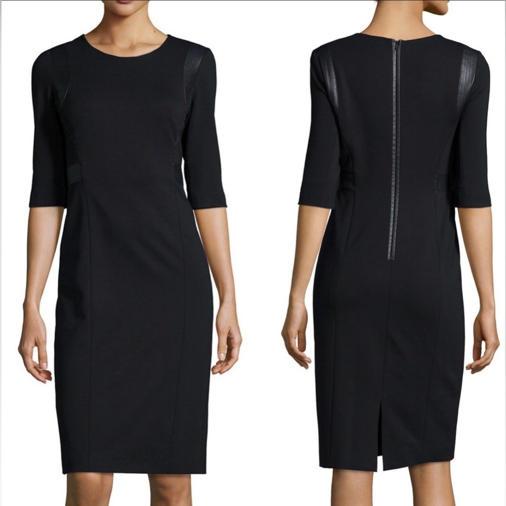 Rebecca Taylor Black Half Sleeve Midi Dress Size 10 NEW